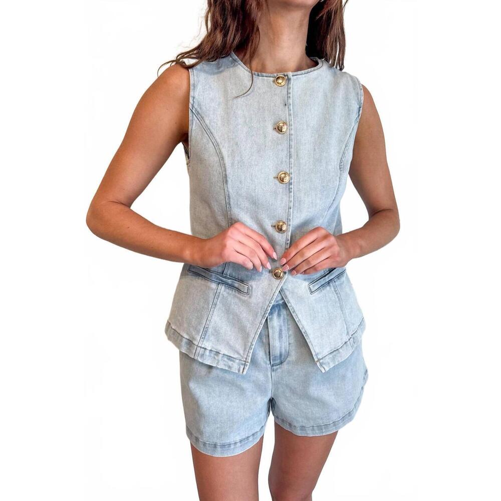 NEW ADELINE paperbag shorts in denim